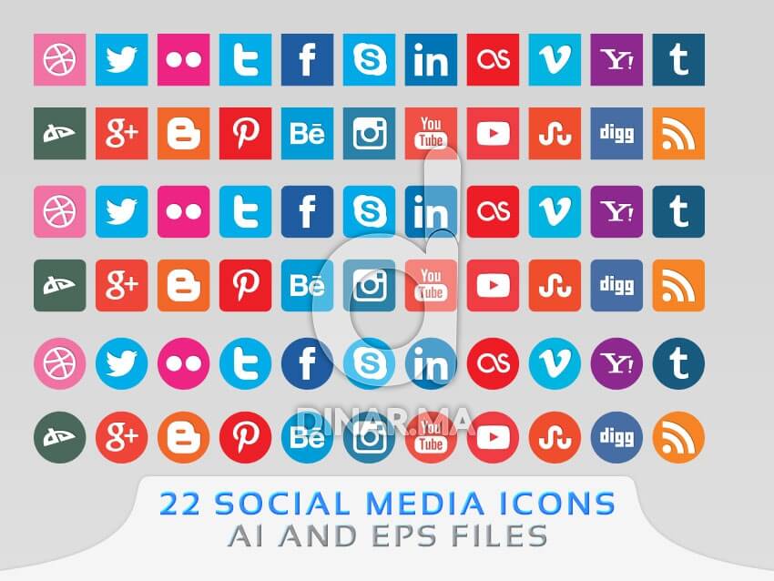 22 Social Media Icons